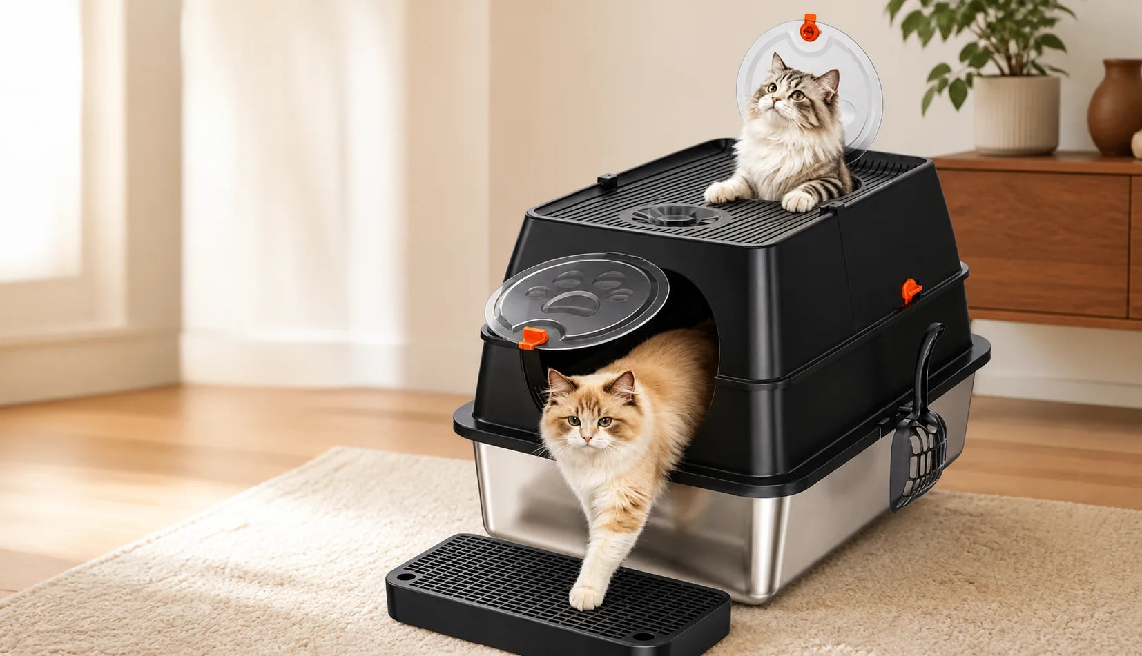 BOPACE XL litter box in a warm modern home