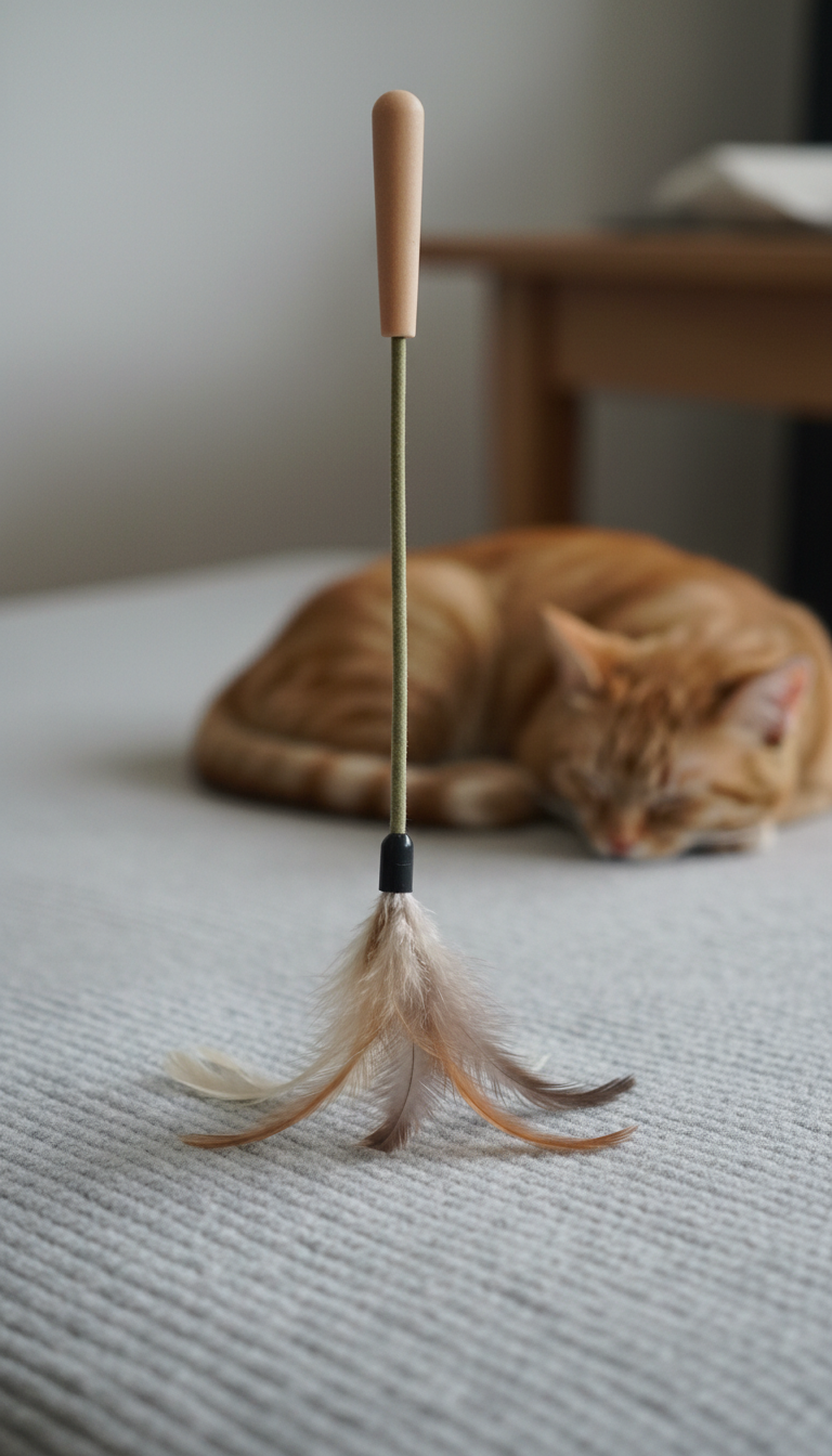 Feather Wand Toy With Natural Bamboo Handle