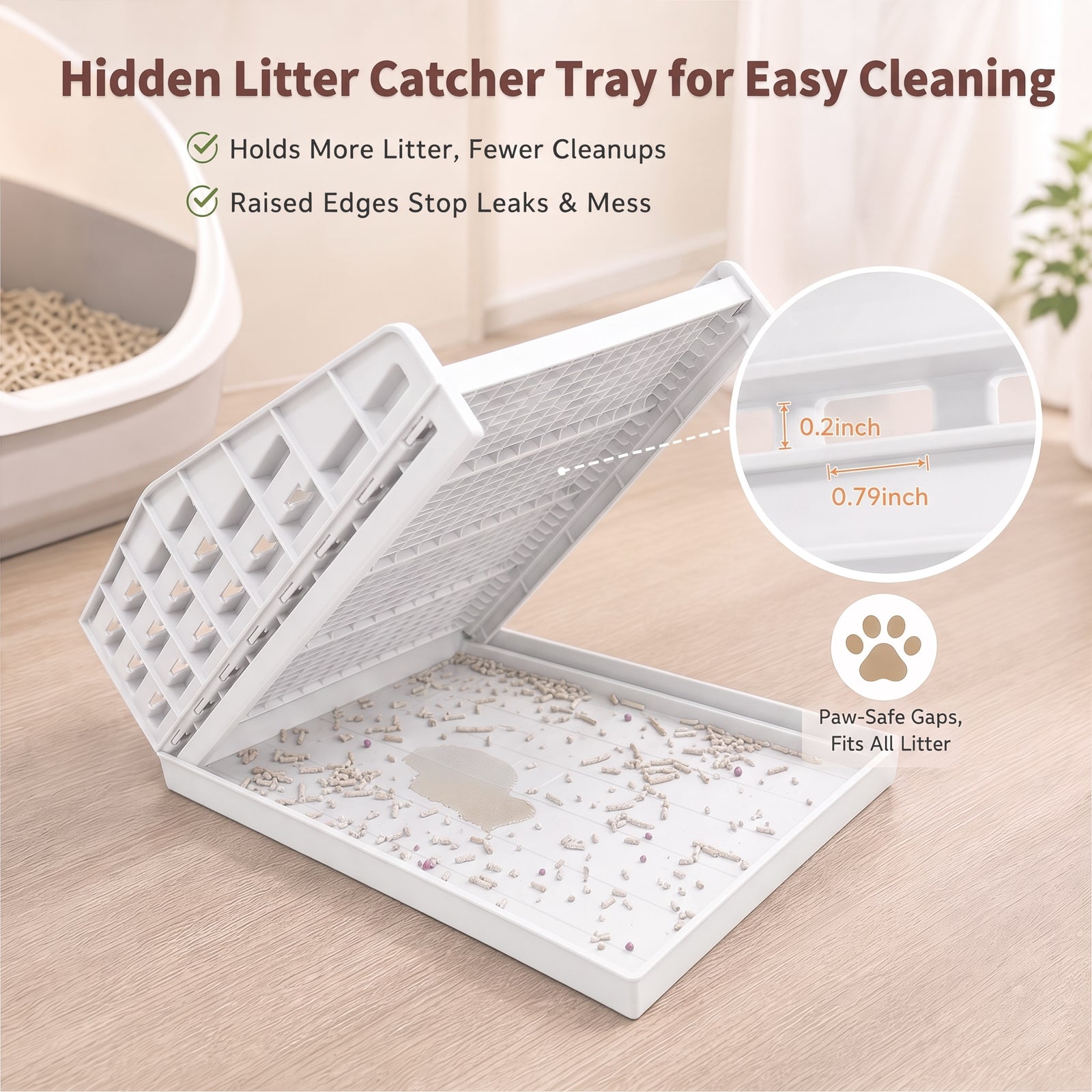 Litter Box Step for Senior Cats, Height Adjustable Cat Stairs, White